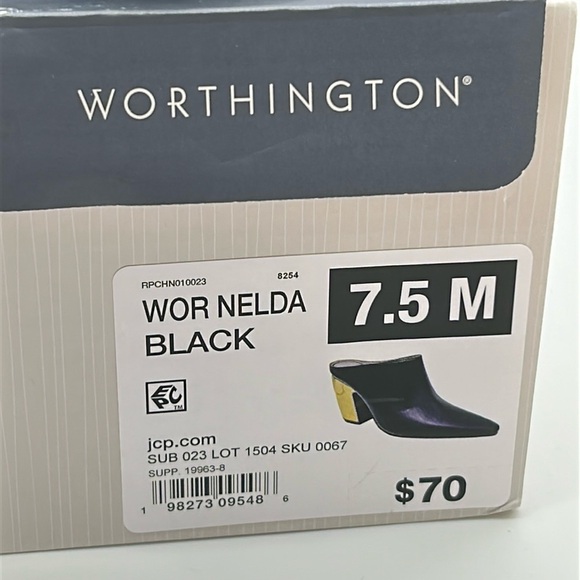 2519- Worthington Wor Nelda Black & Gold Mules Size 7.5 NWT with Box - Picture 8 of 12